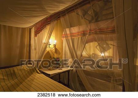 Stock Photo - Bedroom in the Ndali Lodge; Uganda. Fotosearch