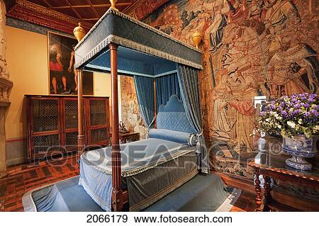 Stock Photo - Bedroom Of Diane De Poitiers In The Chateau De Chenonceau, Chenonceau, Indre-Et-Loire, France. Fotosearch