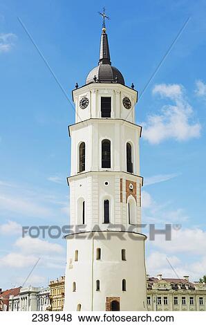 Belfry of Vilnius Cathedral in Cathedral Square; Vilnius, Lithuania View Large Photo Image Stock Photo - Belfry of Vilnius Cathedral in Cathedral Square; Vilnius, Lithuania. Fotosearch