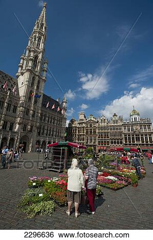 Belgium, Women looking at flowers stalls in Grand Place; Brussels View Large Photo Image Stock Photograph - Belgium, Women looking at flowers stalls in Grand Place; Brussels. Fotosearch