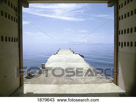 Stock Image - Belize, Jetty And Ocean; Punta Gorda. Fotosearch