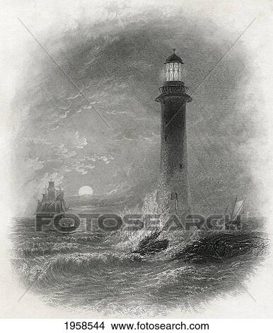 Bell Rock Lighthouse In The North Sea, Offshore From Arbroath, Scotland In The 19Th Century. From Cyclopaedia Of Useful Arts And Manufactures By Charles Tomlinson. View Large Photo Image Picture - Bell Rock Lighthouse In The North Sea, Offshore From Arbroath, Scotland In The 19Th Century. From Cyclopaedia Of Useful Arts And Manufactures By Charles Tomlinson.. Fotosearch