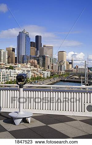Stock Image - Bell Street Pier; Seattle, Washington State, Usa. Fotosearch
