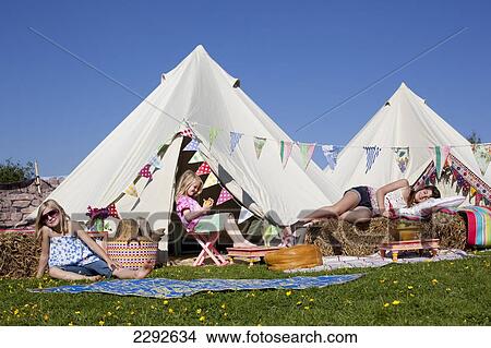 Picture - Bell Tent Camping On Grittenham Farm, Tillington, UK. Fotosearch