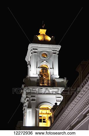 Bell tower of Iglesia de El Sagrario, the Old Cathedral at night, Cuenca, Azuay, Ecuador View Large Photo Image Stock Photograph - Bell tower of Iglesia de El Sagrario, the Old Cathedral at night, Cuenca, Azuay, Ecuador. Fotosearch