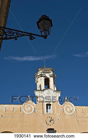 Stock Image - Bell tower of Palais des Gouverneurs in the Terra Nova district of Bastia. Corsica. France.. Fotosearch