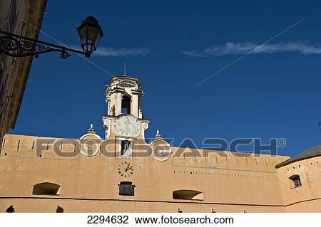Stock Image - Bell tower of Palais des Gouverneurs in the Terra Nova district of Bastia. Corsica. France. Fotosearch