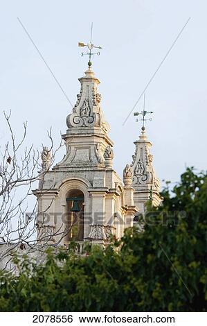 Bell Tower Of The Cathedral Of Saint Peter & Saint Paul, Mdina, Malta View Large Photo Image Stock Photograph - Bell Tower Of The Cathedral Of Saint Peter & Saint Paul, Mdina, Malta. Fotosearch