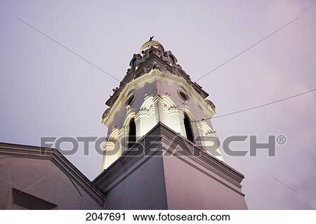 Stock Image - Bell Tower Of The Metropolitan Cathedral At Night, Quito, Pichincha, Ecuador. Fotosearch