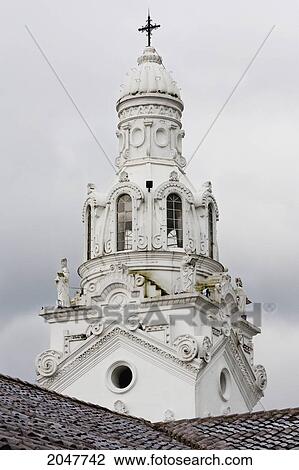 Stock Image - Bell Tower Of The Metropolitan Cathedral, Quito, Pichincha, Ecuador. Fotosearch
