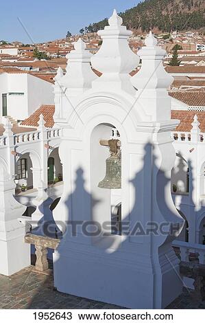 Stock Image - Bell tower of the San Felipe Neri Church, Sucre, Chuquisaca Department, Bolivia. Fotosearch