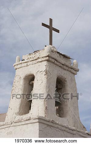 Stock Photograph - Bell Tower Of The San Francisco De Chiu Chiu Church, Antofagasta Region, Chile. Fotosearch