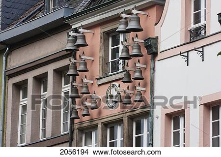 Picture - Bells On A Building In The Altstadt, Dusseldorf, North Rhine-Westphalia, Germany. Fotosearch