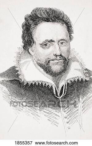 Stock Photo - Ben Jonson Aka Benjamin Jonson 1572-1637 English Jacobean Dramatist Lyric Poet And Literary Critic From Old England's Worthies By Lord Brougham And Others Published London Circa 1880's. Fotosearch