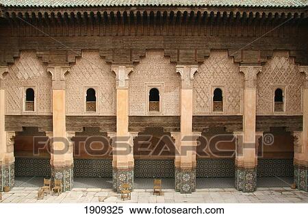 Ben Youssef Medersa Courtyard, Marrakech (Marrakesh), Morocco View Large Photo Image Stock Photography - Ben Youssef Medersa Courtyard, Marrakech (Marrakesh), Morocco. Fotosearch