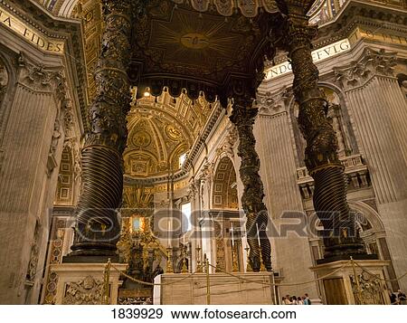Stock Photo - Bernini's Baldacchino In Saint Peter's Basillica; Vatican, Rome, Italy. Fotosearch