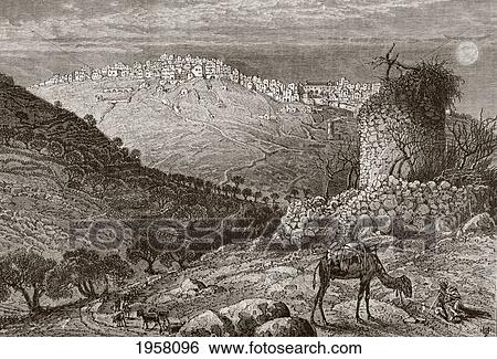 Stock Photograph - Bethlehem, Palestine, Seen From The South-West In The Late 19Th Century. From El Mundo Ilustrado, Published Barcelona, Circa 1880.. Fotosearch