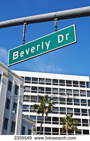 Stock Photo - Beverly Drive Road Sign; Los Angeles, California, Usa. Fotosearch