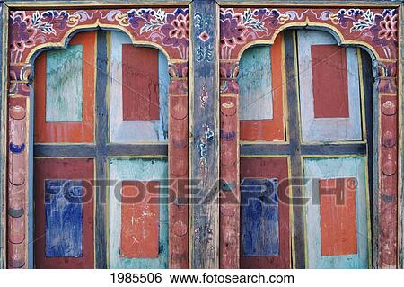 Bhutan, Paro, Detail of wall art and architecture; Ta Dzong Museum View Large Photo Image Stock Photograph - Bhutan, Paro, Detail of wall art and architecture; Ta Dzong Museum. Fotosearch