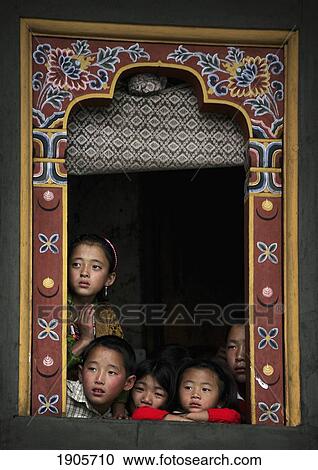 Bhutanese Children In A Window View Large Photo Image Stock Image - Bhutanese Children In A Window. Fotosearch