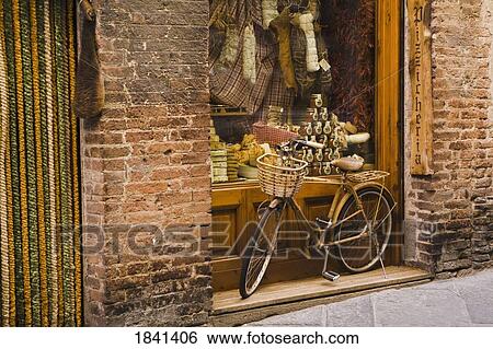 Bicycle Outside Delicatessen; Siena, Tuscany, Italy View Large Photo Image Stock Photograph - Bicycle Outside Delicatessen; Siena, Tuscany, Italy. Fotosearch