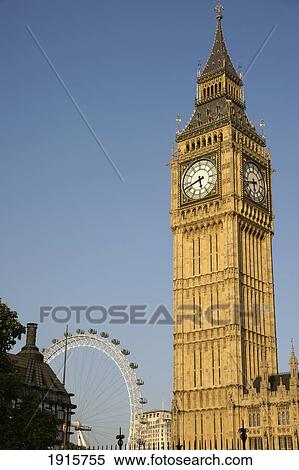 Big Ben And London Eye View Large Photo Image Stock Photography - Big Ben And London Eye. Fotosearch