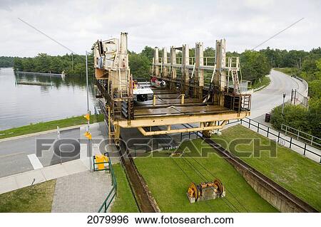 Stock Photograph - Big Chute Marine Railway On Trent-Severn Waterway; Ontario, Canada. Fotosearch