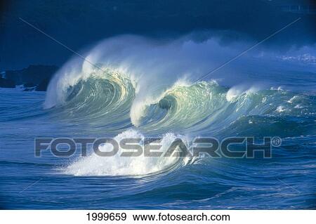 Big Stormy Waves With White Caps Curling, Waimea Shore Break C1690 View Large Photo Image Stock Photo - Big Stormy Waves With White Caps Curling, Waimea Shore Break C1690. Fotosearch
