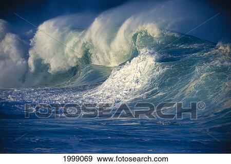 Big Stormy Waves With Whitewash And Caps Curling, Waimea Shore Break B1496 View Large Photo Image Stock Photo - Big Stormy Waves With Whitewash And Caps Curling, Waimea Shore Break B1496. Fotosearch
