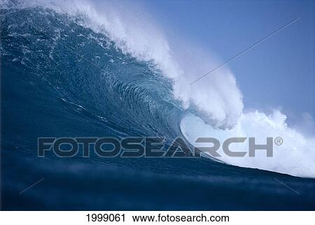 Stock Image - Big Wave Curl Crashing B1461. Fotosearch