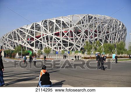 Bird's Nest Stadium; Beijing China View Large Photo Image Stock Photography - Bird's Nest Stadium; Beijing China. Fotosearch