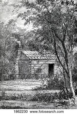 Stock Image - Birthplace Of James Abram Garfield 1831 To 1881 20Th President Of The United States From From Log Cabin To White House By William M. Thayer Published By Hodder And Stoughton 1905. Fotosearch