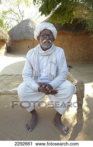 Stock Image - Bishnoi tribesman Rajasthan India. Fotosearch
