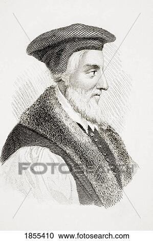 Stock Image - Bishop Hugh Latimer 1485-1555 English Preacher And Martyr From Old England's Worthies By Lord Brougham And Others Published London Circa 1880's. Fotosearch