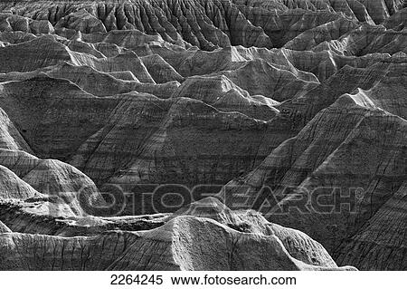 Stock Photography - Black and white image of the badlands national park; south dakota usa. Fotosearch