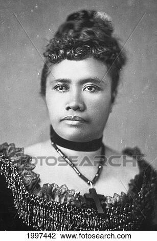 Stock Image - Black And White Portrait Of Queen Liliuokalani. Fotosearch