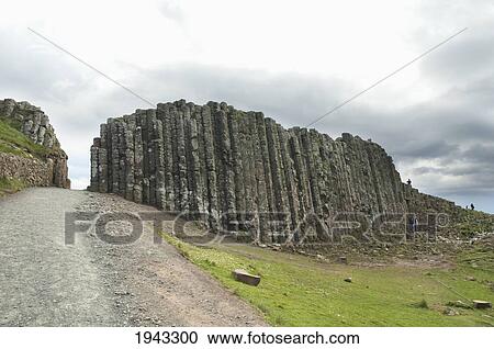 Stock Image - Black Basalt Columns, Giant's Causeway, Northern Ireland, United Kingdom. Fotosearch