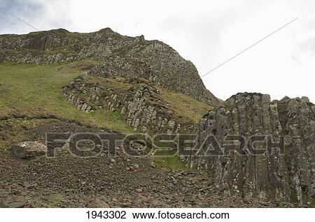 Stock Image - Black Basalt Columns, Giant's Causeway, Northern Ireland, United Kingdom. Fotosearch