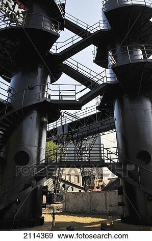Stock Photo - Black Metal Stairway With Railings; Beijing China. Fotosearch