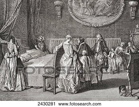 Stock Image - Blessing of the Marriage Bed, after a work by Bernard Picart. From Illustrierte Sittengeschichte vom Mittelalter bis zur Gegenwart by Eduard Fuchs, published 1909.. Fotosearch