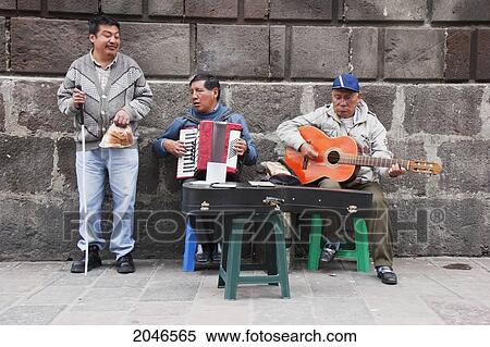 Stock Photography - Blind Musicians, Quito, Pichincha, Ecuador. Fotosearch