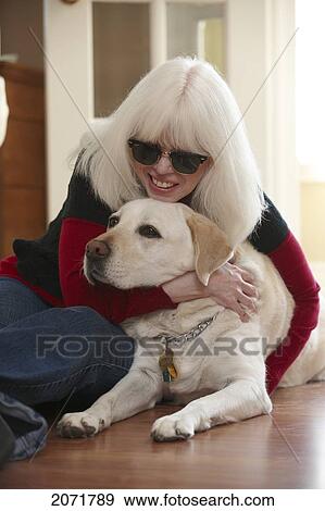 Blind Woman With Guide Dog, Courtice, Ontario View Large Photo Image Stock Photo - Blind Woman With Guide Dog, Courtice, Ontario. Fotosearch