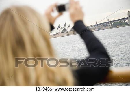 Blond Woman Photographing Sydney Opera House And Harbor View Large Photo Image Stock Photography - Blond Woman Photographing Sydney Opera House And Harbor. Fotosearch