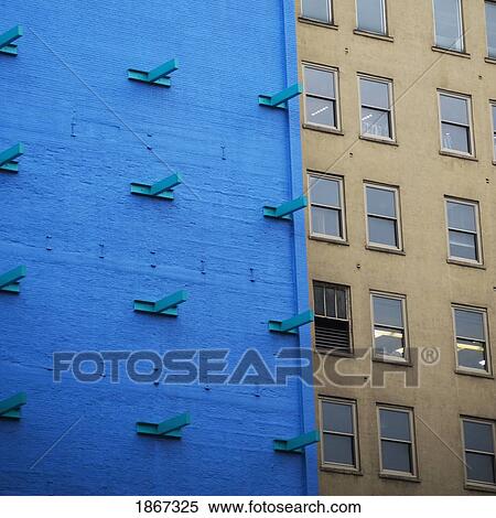 Stock Photography - Blue Building Exterior, Manhattan, New York, Usa. Fotosearch
