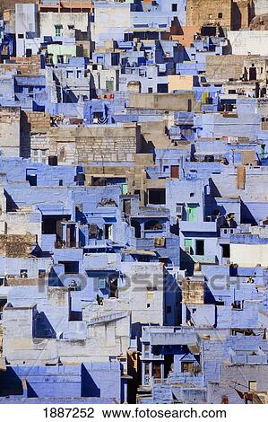 Blue Buildings Of Jodhpur, Aerial View View Large Photo Image Stock Image - Blue Buildings Of Jodhpur, Aerial View. Fotosearch