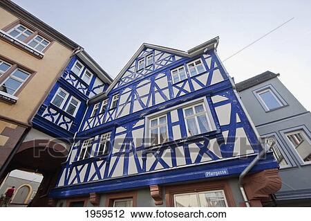 Blue House, Half-Timbered House Built In 1593, Wertheim Am Main, Baden-Wurttemberg, Germany View Large Photo Image Stock Image - Blue House, Half-Timbered House Built In 1593, Wertheim Am Main, Baden-Wurttemberg, Germany. Fotosearch