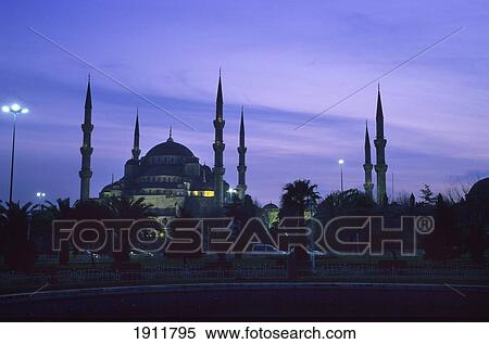 Blue Mosque At Dusk, Istanbul, Turkey View Large Photo Image Stock Photography - Blue Mosque At Dusk, Istanbul, Turkey. Fotosearch