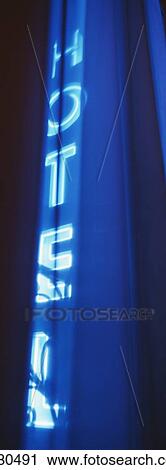 Blue Neon Sign For Hotel Seen Through Net Curtains View Large Photo Image Stock Image - Blue Neon Sign For Hotel Seen Through Net Curtains. Fotosearch