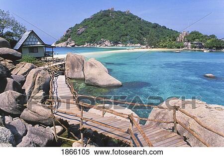 Stock Photography - Boardwalk, Koh Nang Yuan Islands Off Koh Tao, Thailand. Fotosearch