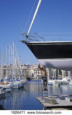 Boat Hull Being Painted In Vieux Port View Large Photo Image Stock Image - Boat Hull Being Painted In Vieux Port. Fotosearch